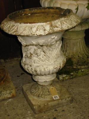 Appraisal: A VICTORIAN CLAY URN of half fluted campagna form modelled