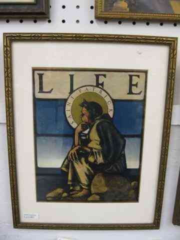 Appraisal: Maxfield Parrish ''St Patrick'' Life Magazine March complete magazine framed