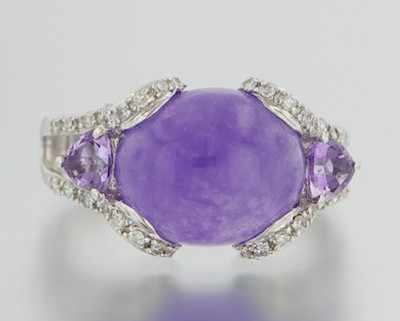 Appraisal: A Ladies' Lavender Jade Amethyst and Diamond Ring k white