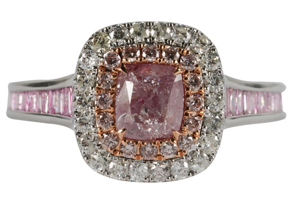 Appraisal: KARAT WHITE GOLD PINK DIAMOND DIAMOND RINGwith GIA report no