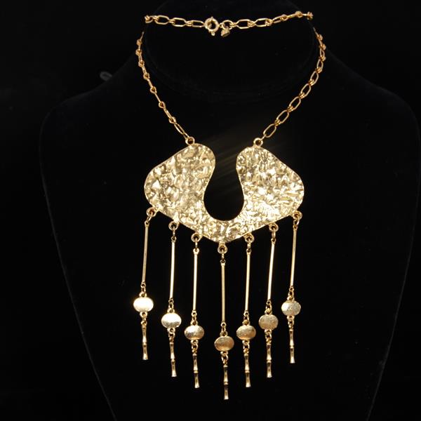 Appraisal: Givenchy Vintage Runway Modernist Abstract Gilt Fringe Bib Necklace