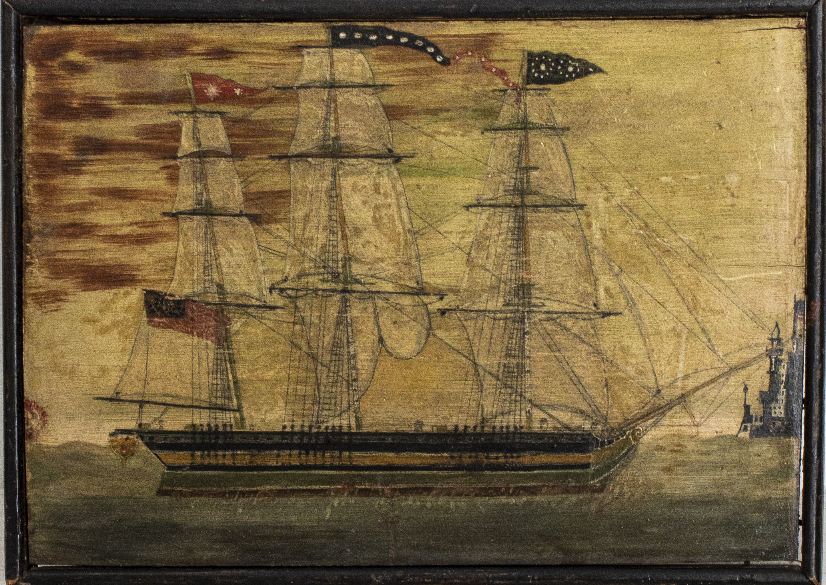 Appraisal: AMERICAN MARITIME FOLK ART OIL ON PANEL American Folk Art