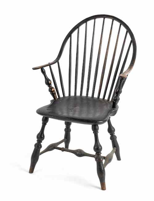 Appraisal: Continuous arm Windsor chair ca retaining an old black surface