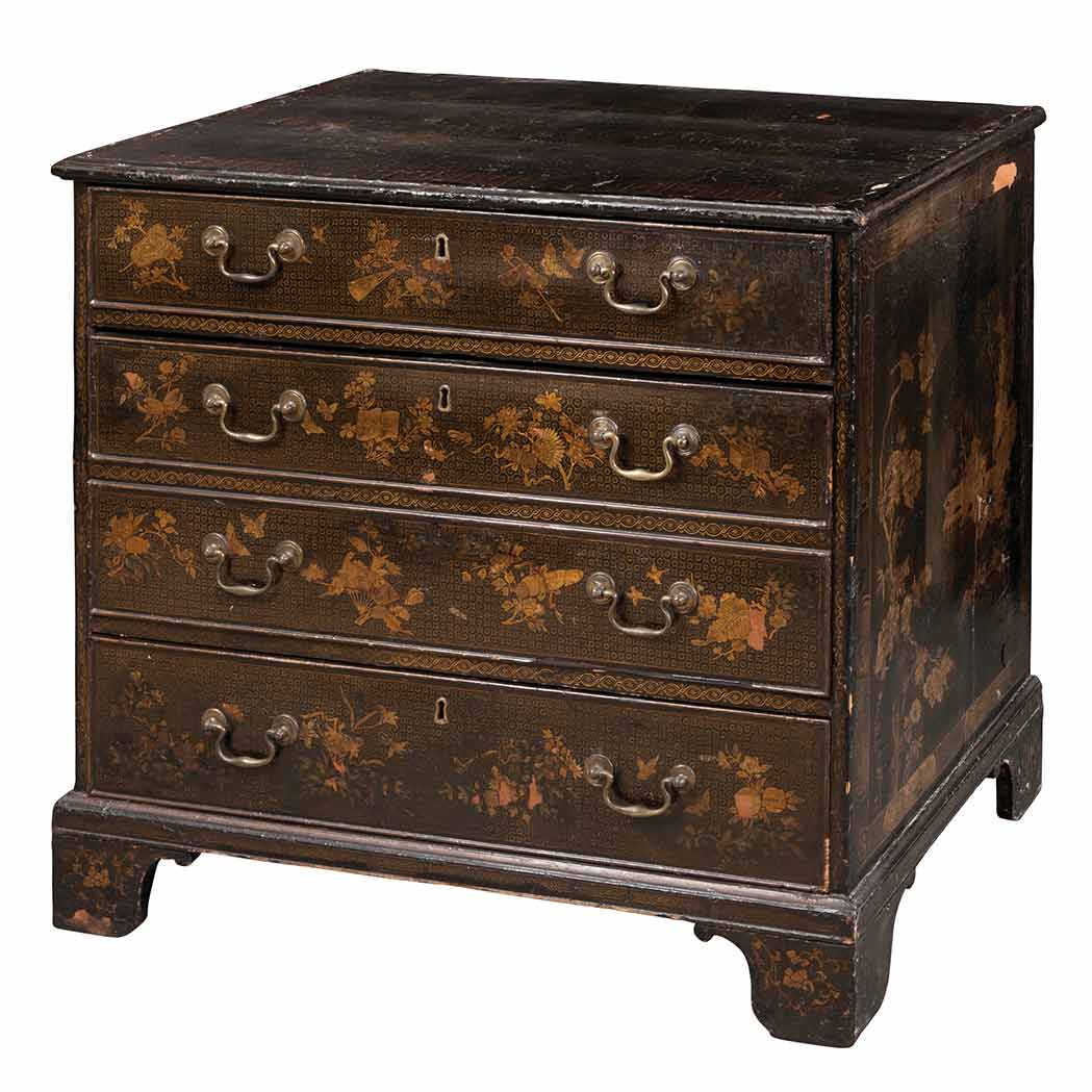 Appraisal: Chinese Export Black Lacquered and Parcel Gilt Dressing Chest of