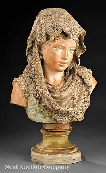 Appraisal: An Italian Polychrome Terracotta Bust of a Young Woman th