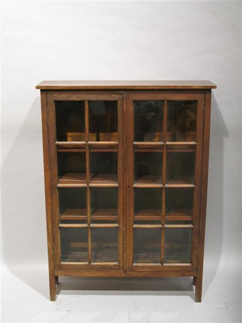 Appraisal: ARTS CRAFTS STYLE PINE DISPLAY CABINET th century with two