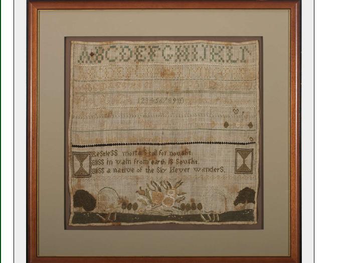 Appraisal: SALLY DEARBORN'S NEEDLEWORK SAMPLER WROUGHT IN THE TWELFTH YEAR OF