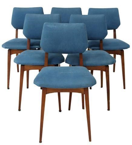 Appraisal: lot of Italian mid-century modern teak chairs c s padded