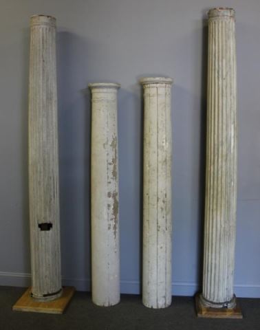 Appraisal: Pair of Antique Painted Columns Fluted Columns approx high round