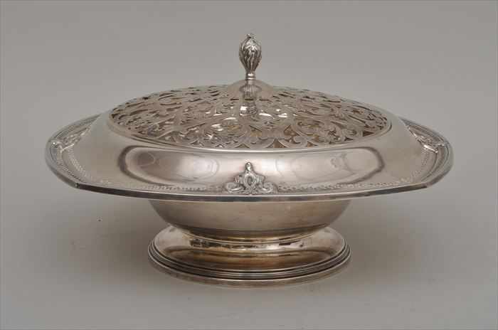 Appraisal: INTERNATIONAL SILVER CO MONOGRAMMED SILVER CENTERPIECE BOWL AND FLOWER HOLDER