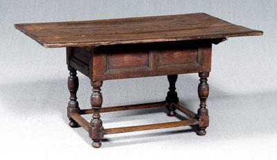 Appraisal: William and Mary style tavern table scrubbed pine top paneled