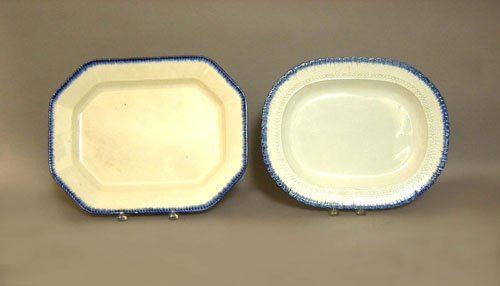 Appraisal: Two Leeds blue feather edge platters th c l w