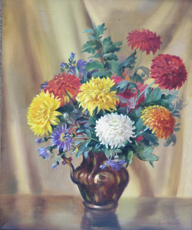 Appraisal: ATTRIBUTED TO CECIL KENNEDY A Still Life of Chrysanthemums in