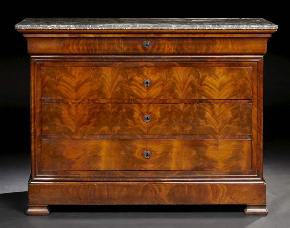 Appraisal: Restauration Mahogany and Marble-Top Commode early th century the rounded