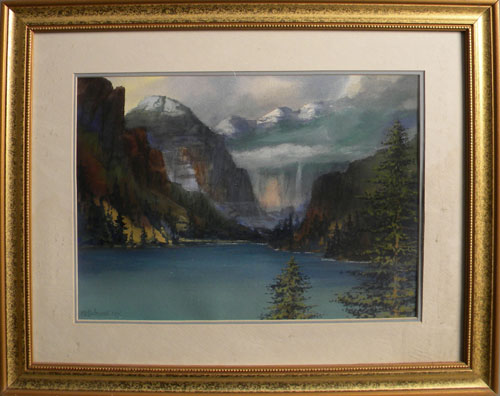 Appraisal: Milan Melicharek American th c watercolor titled Morainc Lake in