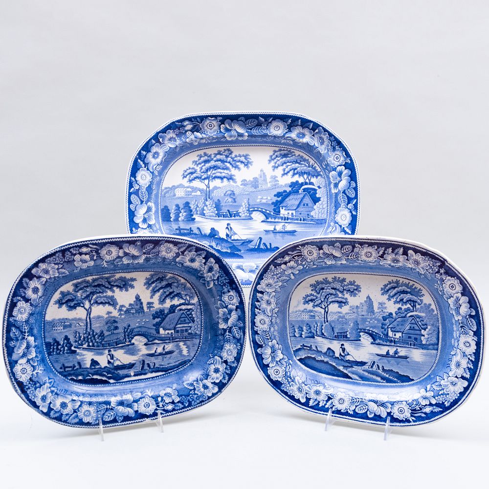 Appraisal: Set of Three English Transfer Printed Platters in the 'Wild