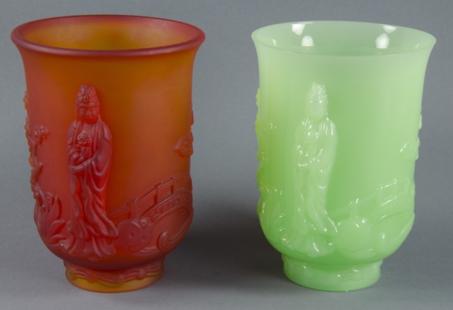 Appraisal: Two Fenton Glass Empress VasesOne in jadite and one in