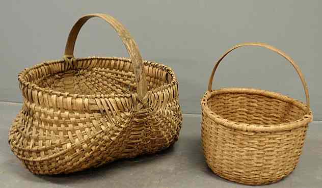 Appraisal: Large splintwood buttocks basket h x dia and a gathering