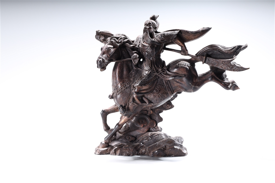 Appraisal: Chinese bronze Guandi on horseback x x approx