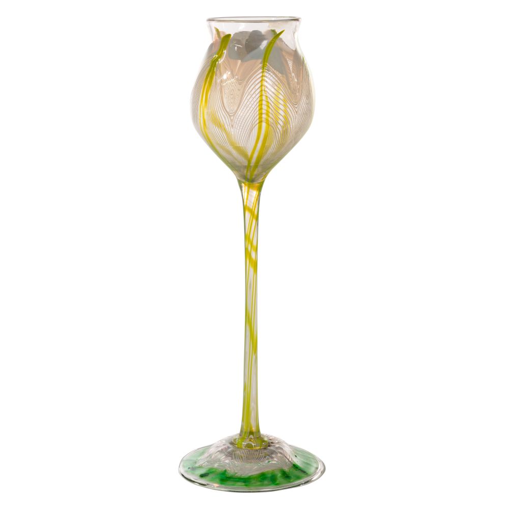 Appraisal: ATTRIBUTED TO TIFFANY FLOWER FORM VASESlender straight stem of transparent