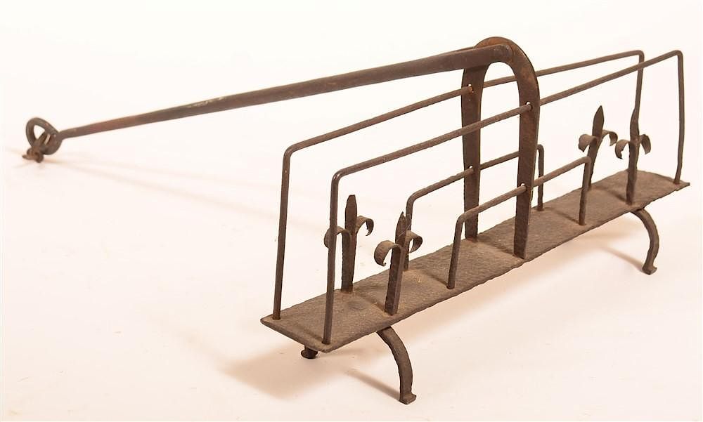 Appraisal: th Century Wrought Iron Swivel Toaster th Century Wrought Iron