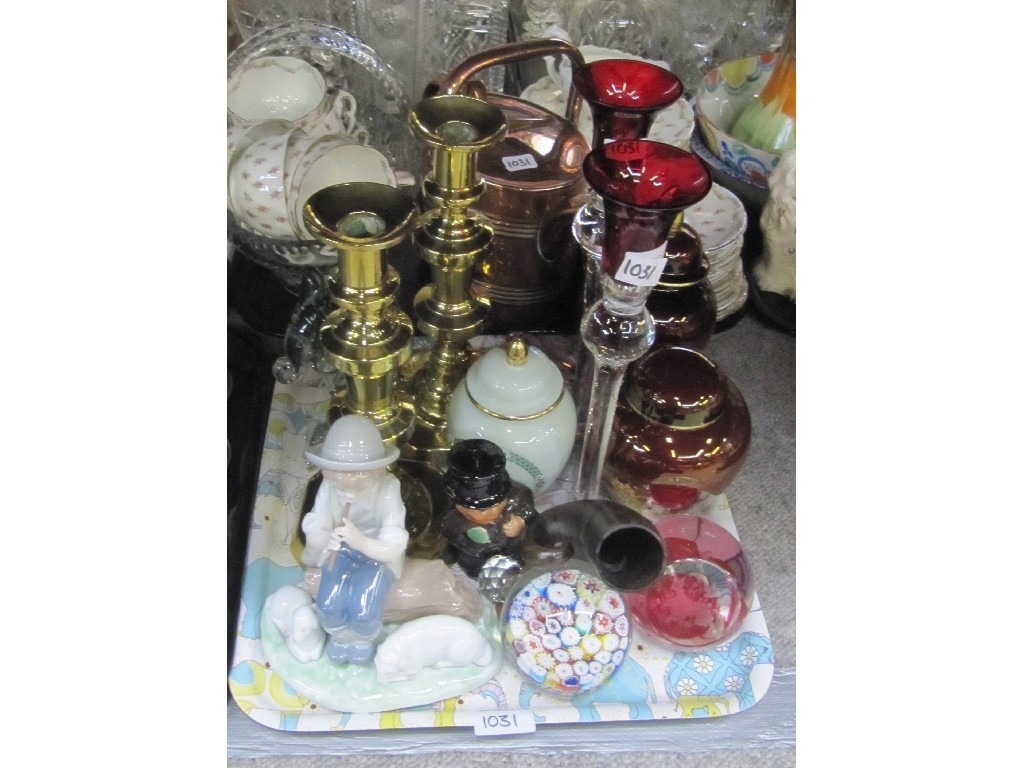 Appraisal: Two trays of assorted ceramics glass and metal ware -