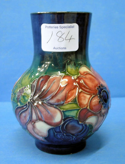 Appraisal: Moorcroft decorated in the Anemone design on blue ground height