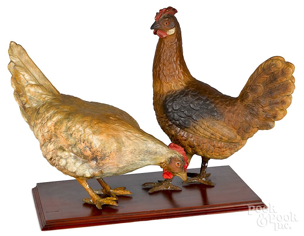 Appraisal: Pair of French or Austrian terra cotta roosters Pair of