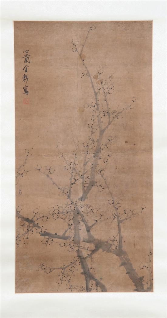 Appraisal: JIN XIN LAN Chinese - PRUNUS BLOSSOM Singed and sealed