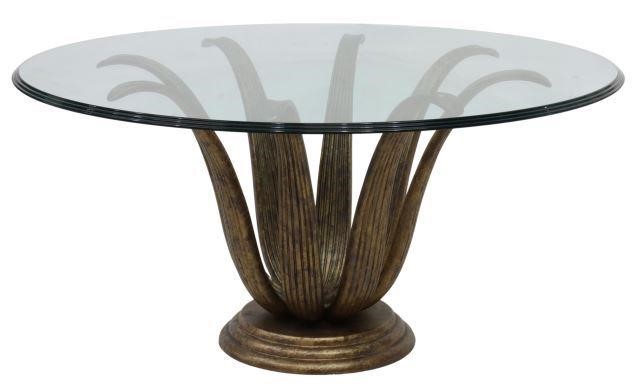 Appraisal: Contemporary glass-top coffee table late th c having round colorless