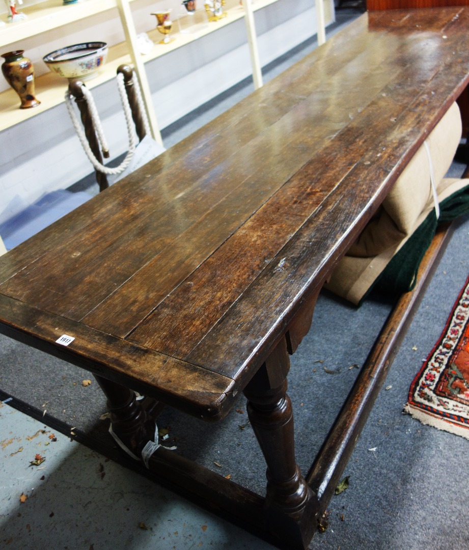 Appraisal: A th century and later oak refectory dining table the