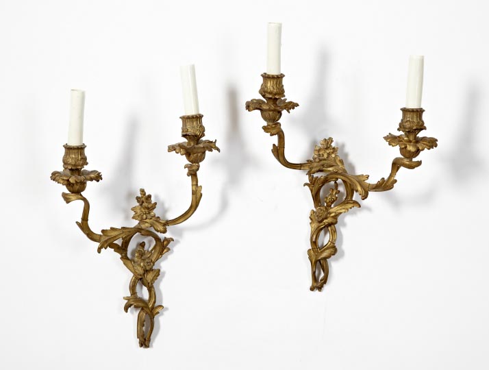 Appraisal: Small Pair of French Gilt-Brass Two-Light Appliques fourth quarter th