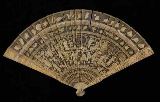 Appraisal: A Chinese export ivory brise fan mid th century carved