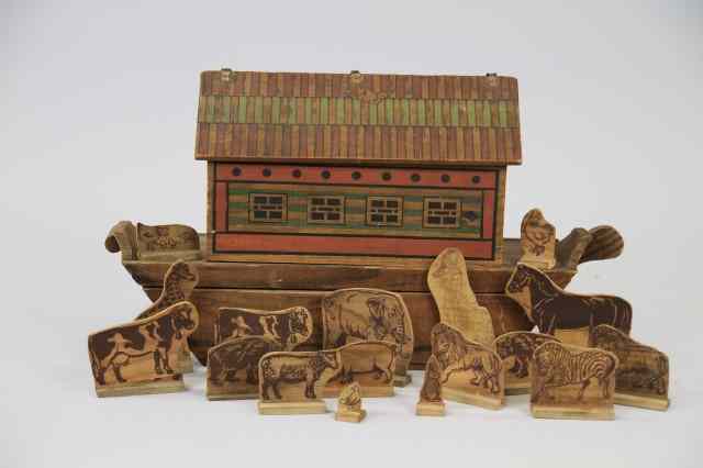 Appraisal: WOODEN CONVERSE NOAH'S ARK Unusual opening bottom to store animals