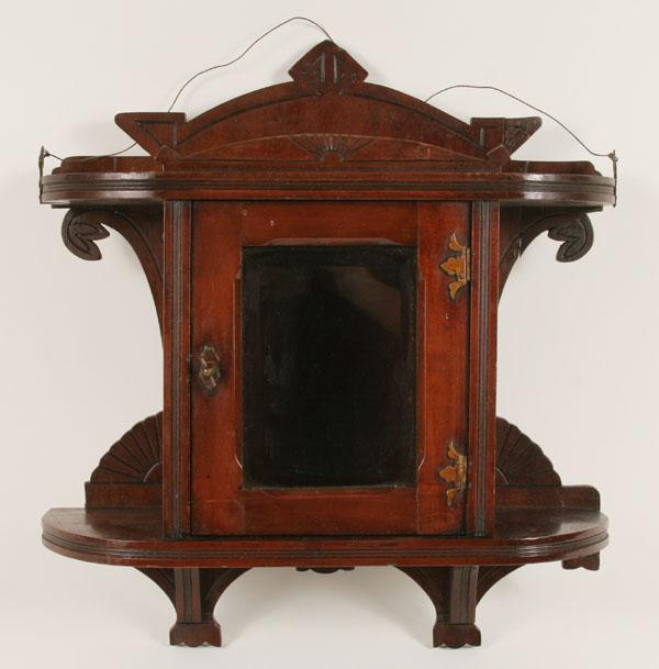 Appraisal: Small Victorian hanging cabinet center cabinet with beveled glass door