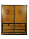 Appraisal: WARDROBE - Early th C inlaid knock down wardrobe black