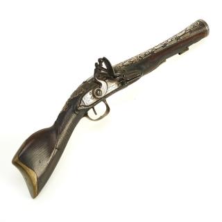 Appraisal: Antique Ottoman silver inlaid blunderbuss Antique Ottoman silver inlaid blunderbuss