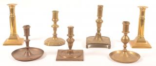 Appraisal: Various th th Century Brass Candlesticks Seven Various th th