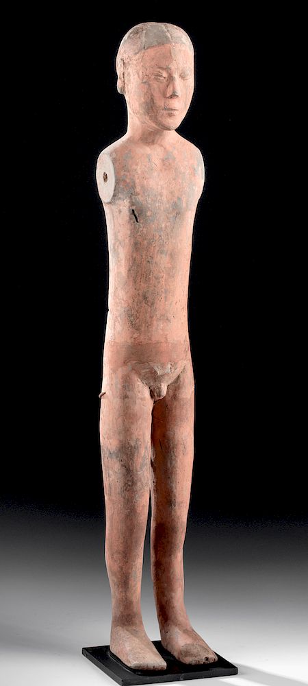 Appraisal: Chinese Han Dynasty Terracotta Standing Guardian Figure East Asia China