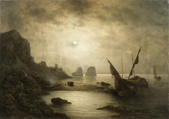 Appraisal: DUTCH SCHOOL TH TH C A coastal view in moonlight