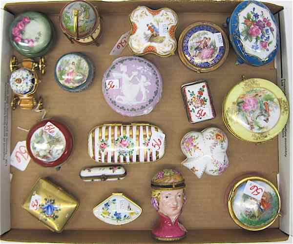 Appraisal: COLLECTION OF PORCELAIN BOXES Limoges France miniature boxes round jasperware