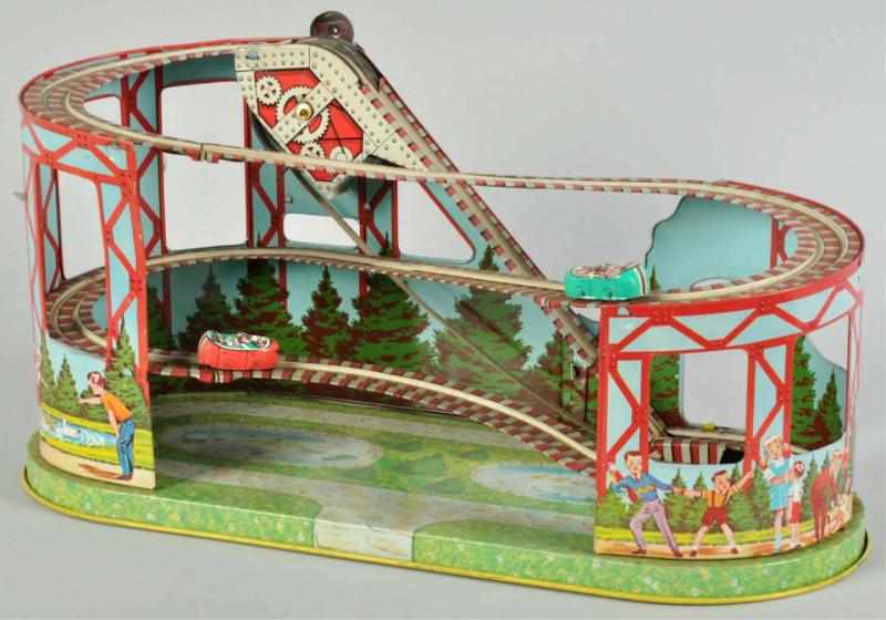 Appraisal: Tin Litho Chein Roller Coaster Toy Description Mechanism is working