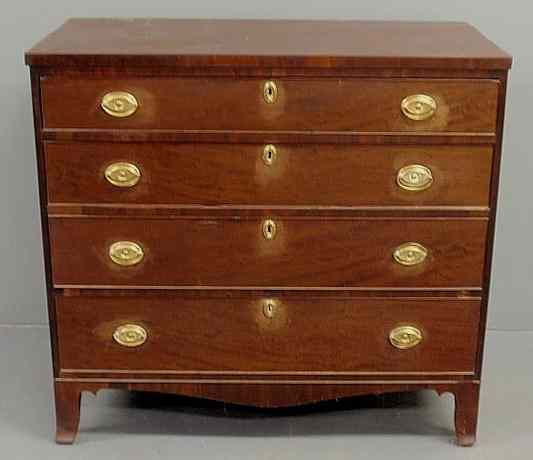 Appraisal: Hepplewhite mahogany chest of drawers c with four graduated drawers