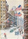 Appraisal: GUY C WIGGINS Fifth Avenue Storm Oil on canvas board