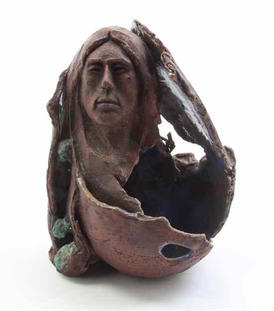 Appraisal: An American Ceramic Vessel Lenore Beran b depicting a Native