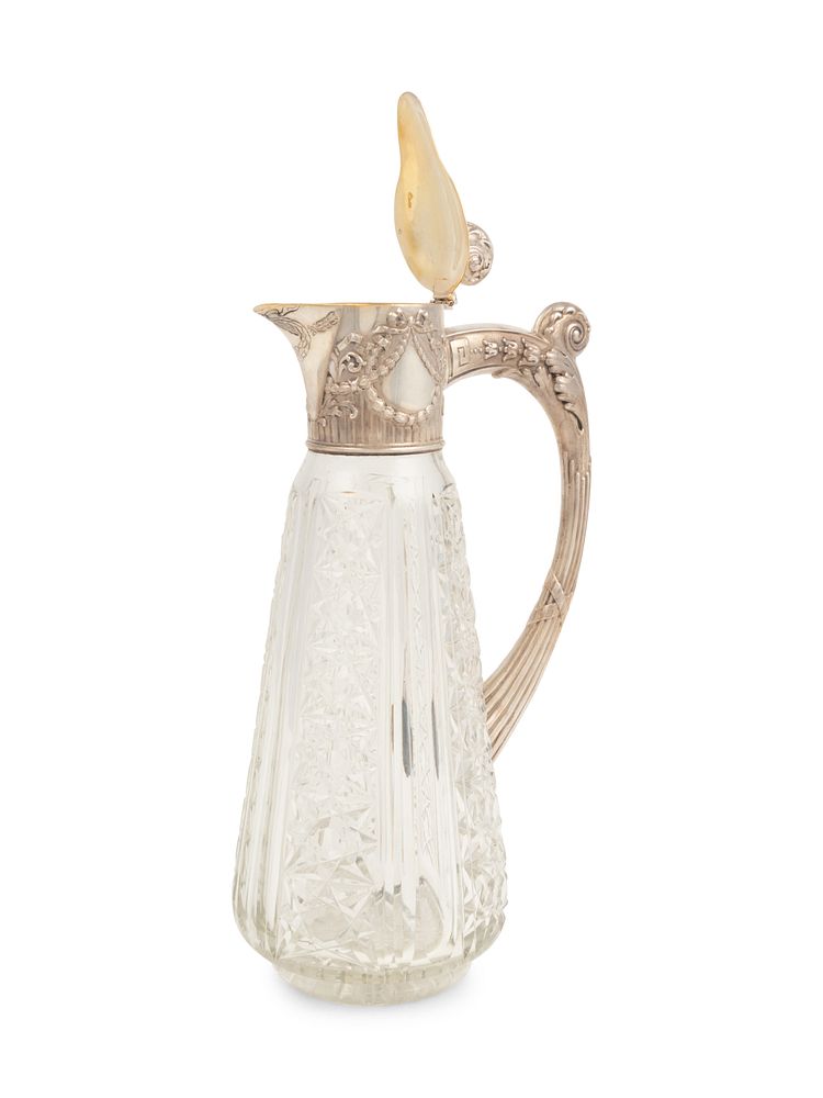 Appraisal: A Russian Silver Mounted Cut Glass Pitcher A Russian Silver