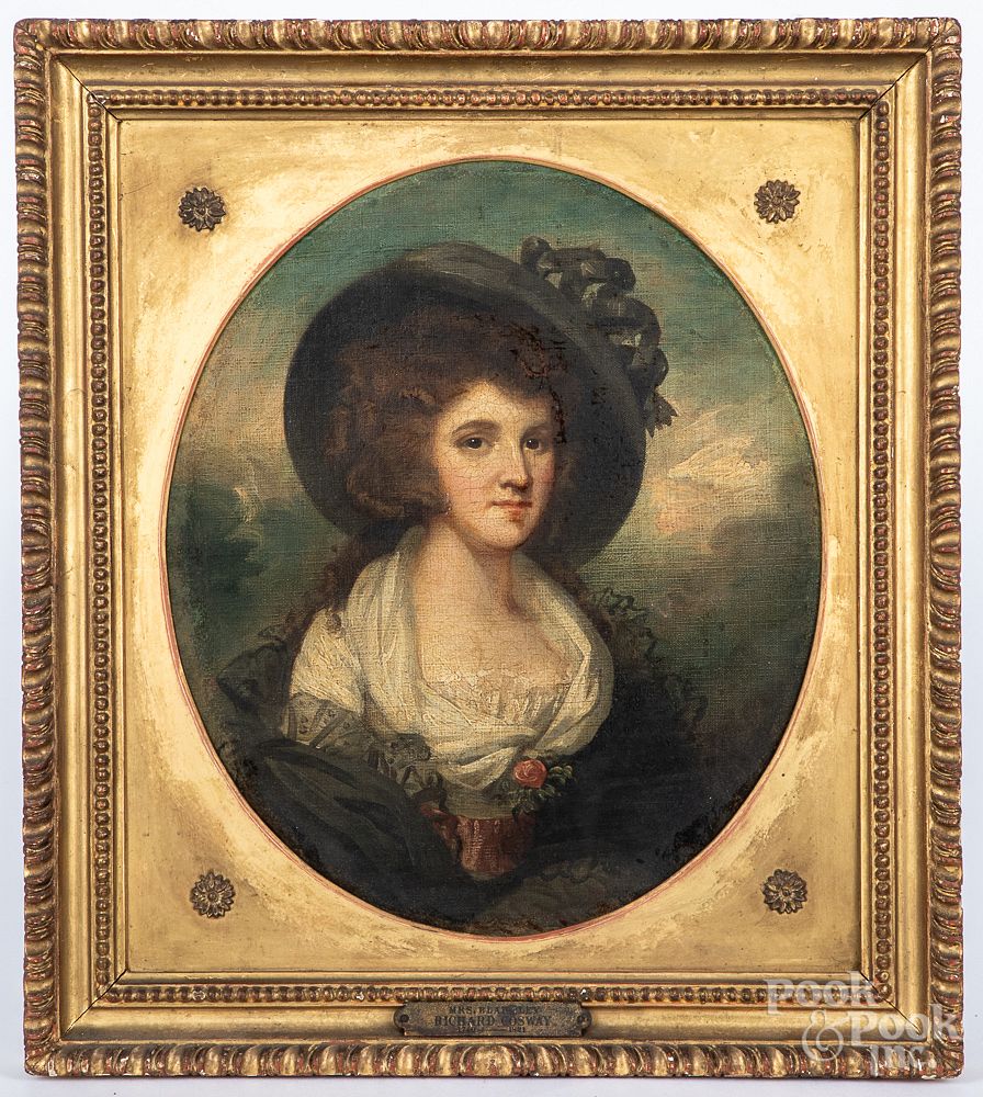 Appraisal: English oil on canvas portrait of Mrs Blaksley English oil