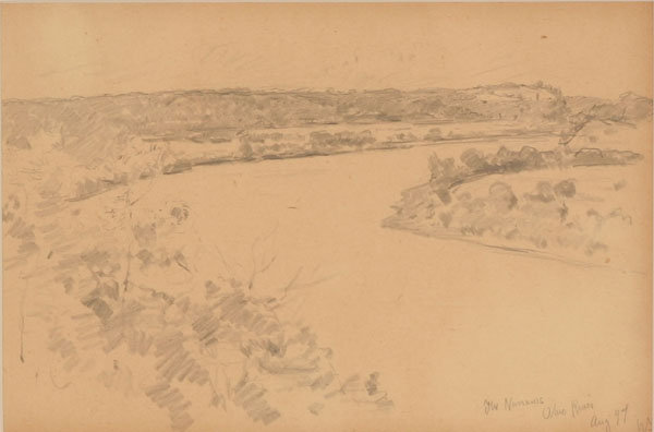 Appraisal: William Forsyth American - The Ohio River graphite sketch x