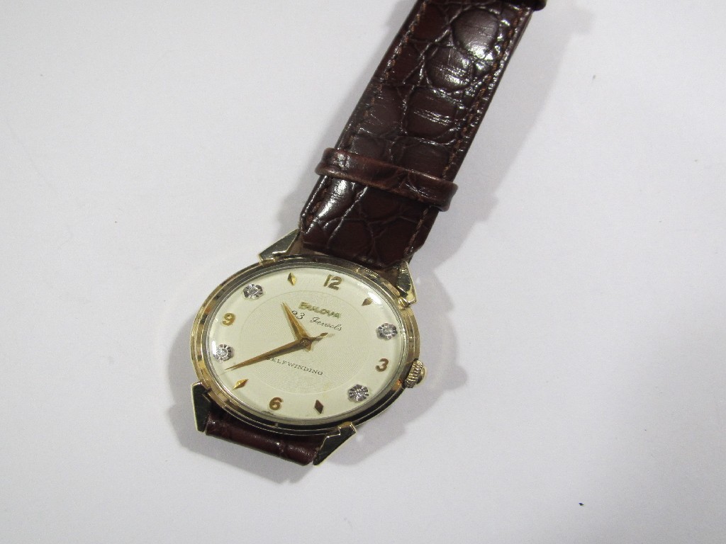 Appraisal: Gents mid th century gold plated Bulova jewels self winding