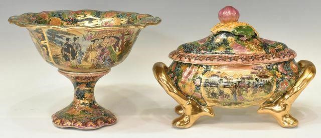 Appraisal: lot of Satsuma style parcel gilt lidded tureen and bowl